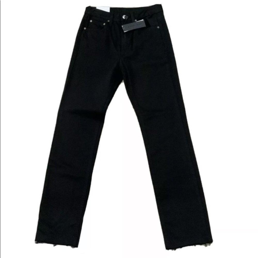 GianniBini Riley High Rise Straight Leg Jeans Raw Hem size 25 Black *Price Drop!